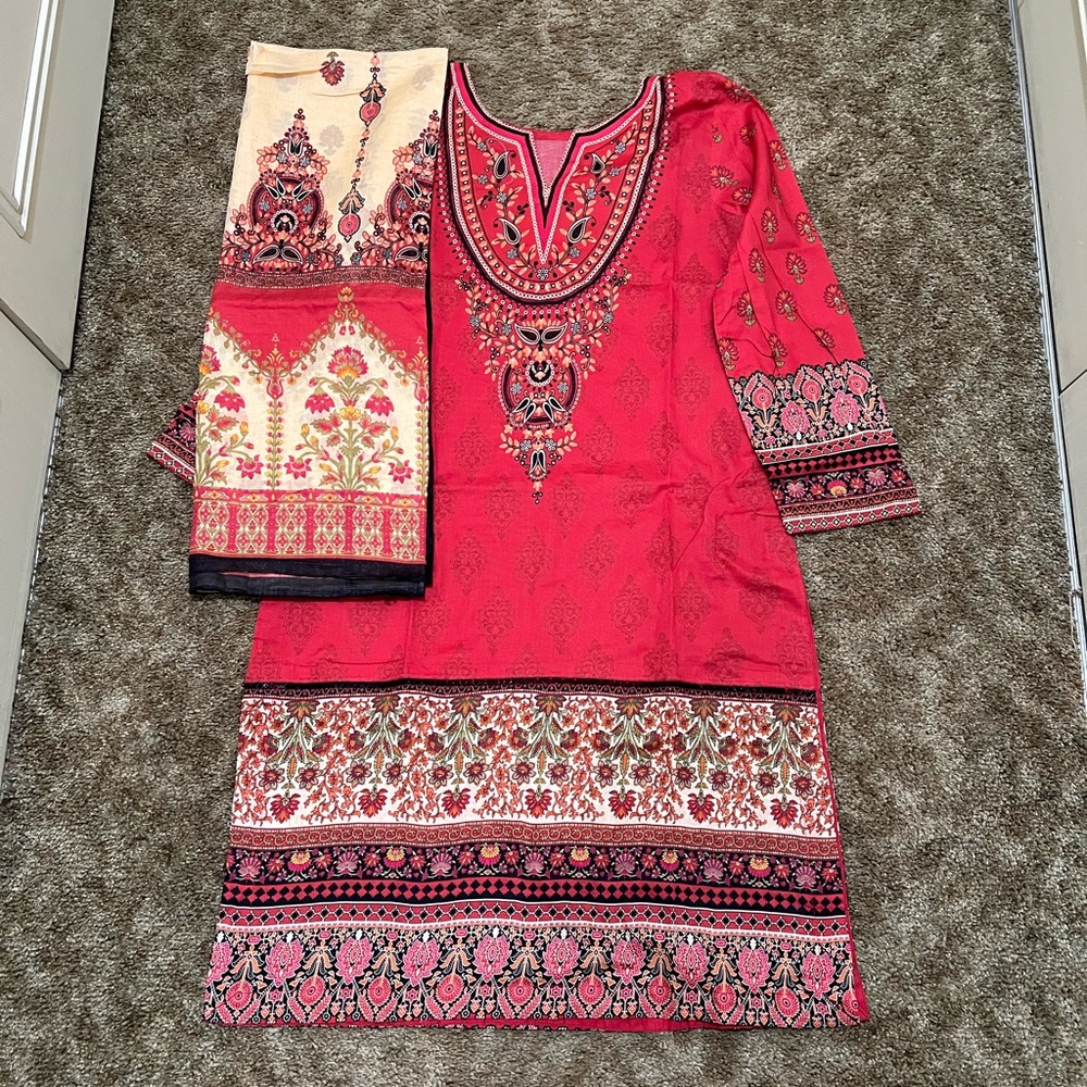 Pakistani Indian Printed Lawn Suit M/L